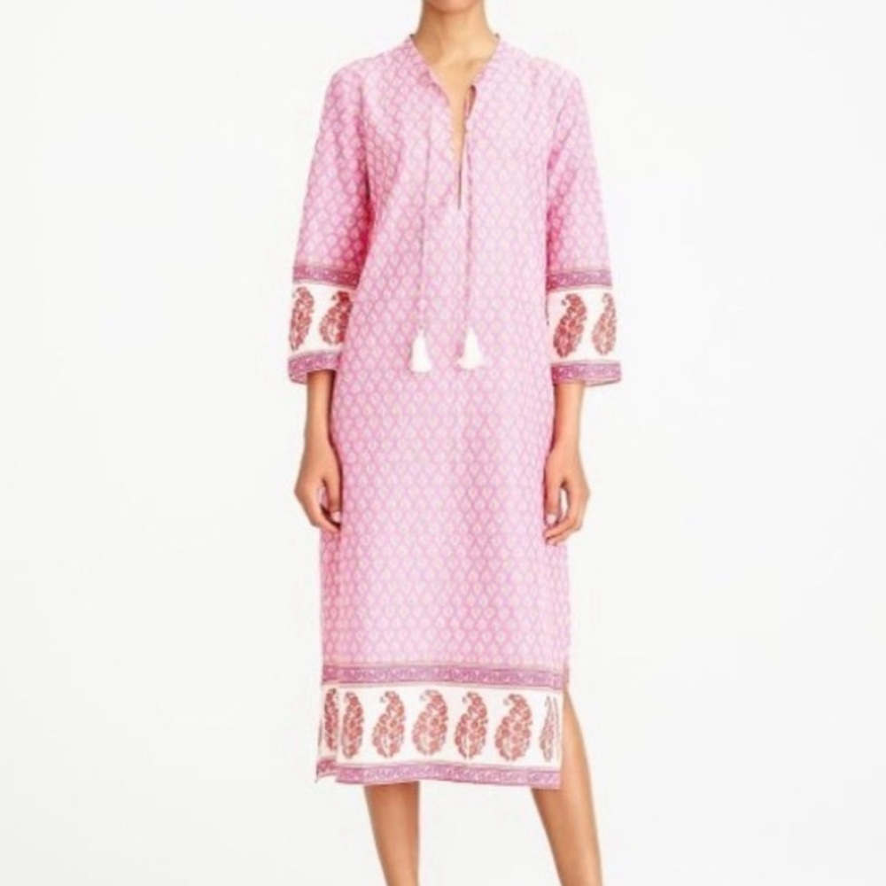 J. Crew Pink Paisley Midi Dress